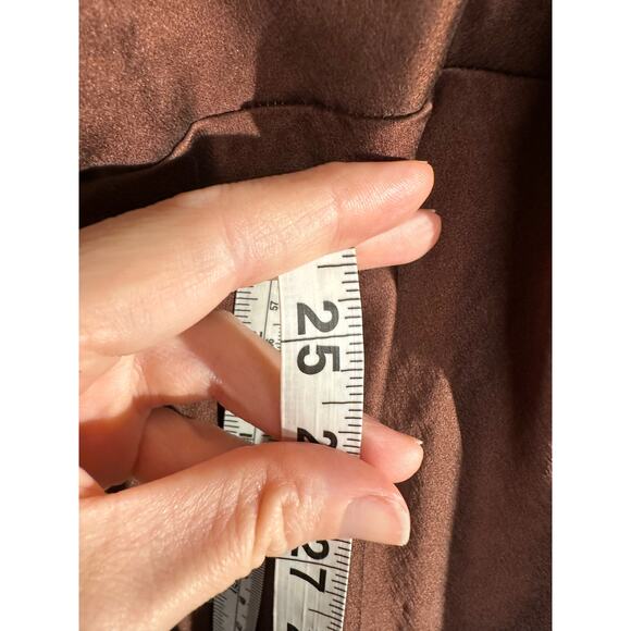 Y2K Vintage Victorias Secret Top Womens Large Brown Silk 90s V Neck Minimalist - Picture 6 of 7